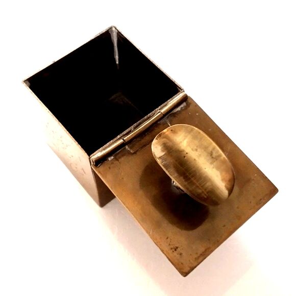 Vintage Chinese Brass and Cloisonne Miniature Ashtray or Box - Picture 4 of 6